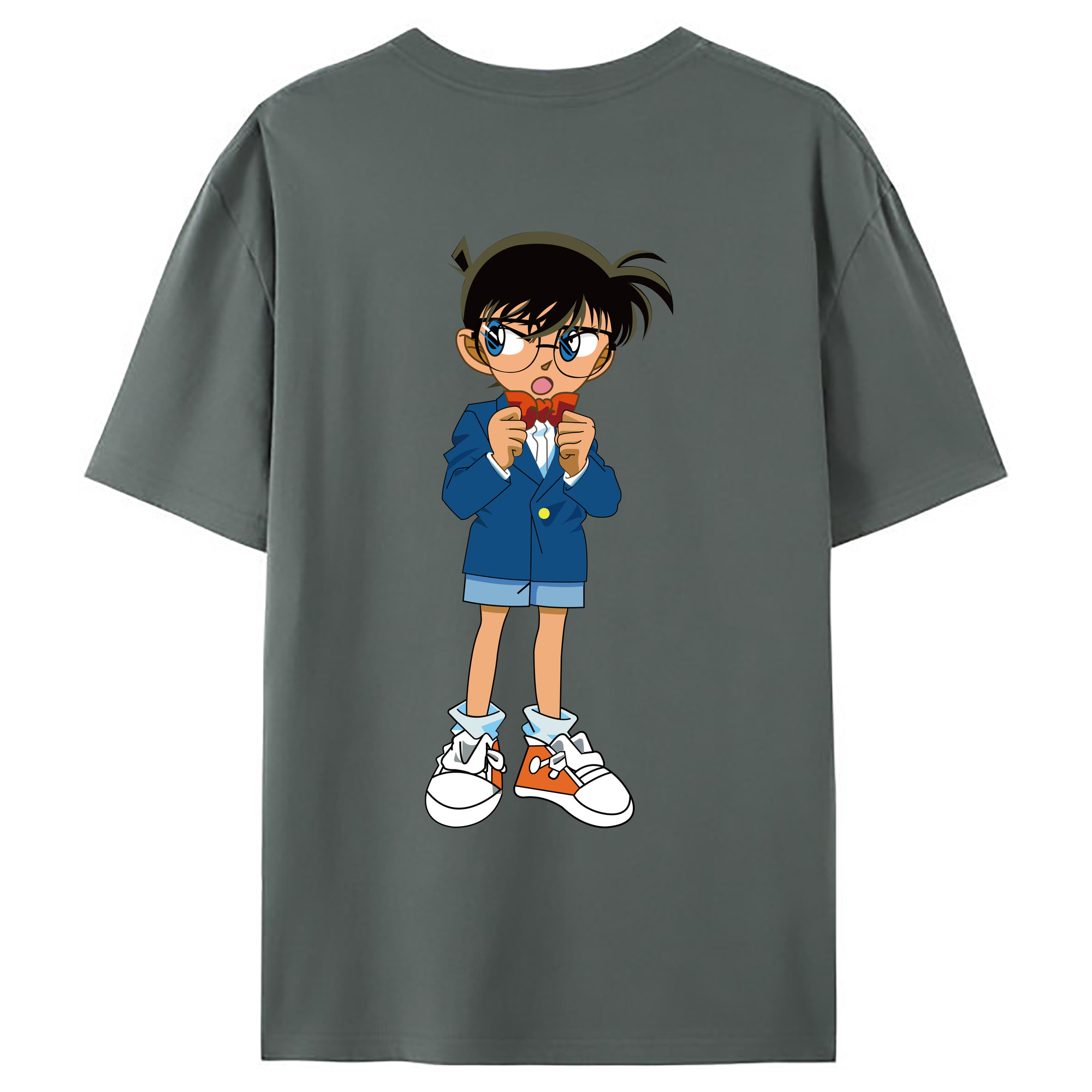 （画像用） 名探偵コナン 江戸川 コナン Detective Conan Conan Edogawa 綿100％ メンズ半袖Tシャツ（バックプリント） 通気性